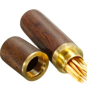 NEW Multi use Elegant Ebony Wood Toothpick Dispenser With Needle & Threwd Holder